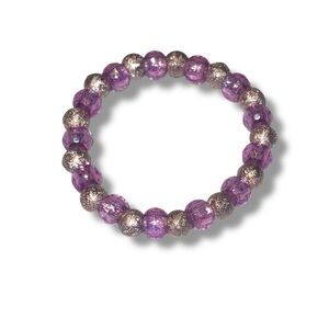 3 FOR $20 HANDCRAFTED Rose Gold & Glitter Purple Translucent Beaded Bracelet